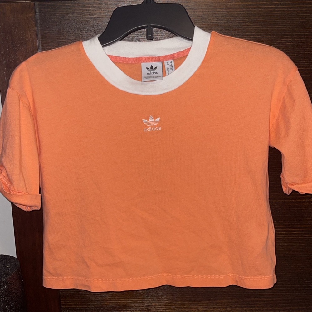 Adidas womens crop top, size small, orange
